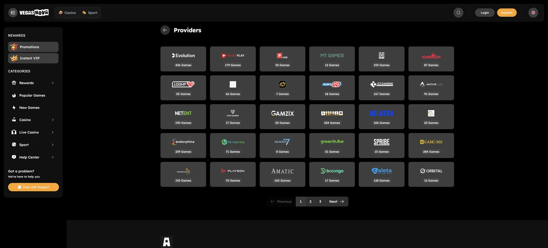 Vegasnova Casino Login: Games En Game Providers