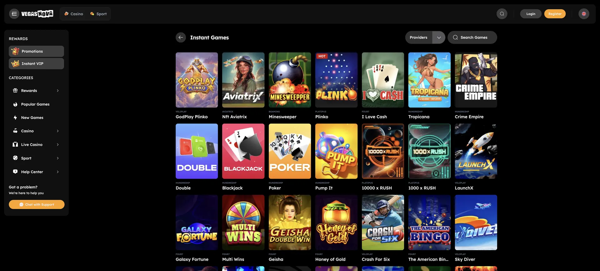 Vegasnova Casino No Deposit Bonus: Games En Instant Games