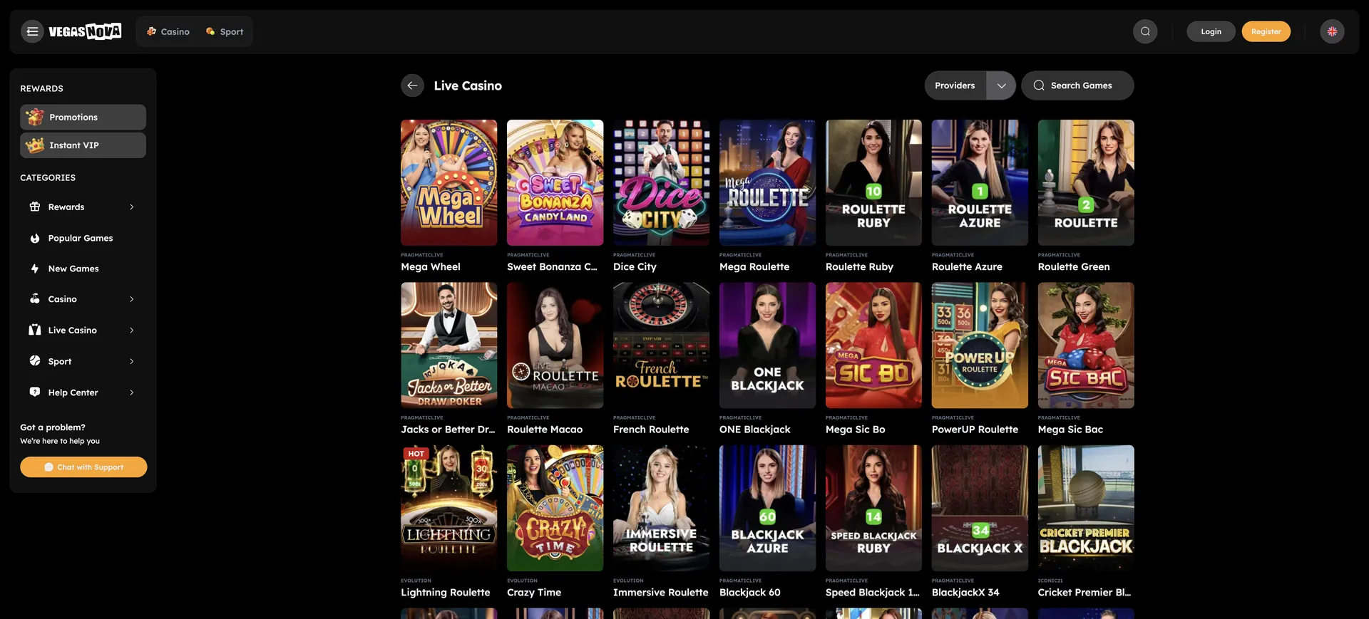 Vegasnova Live Casino