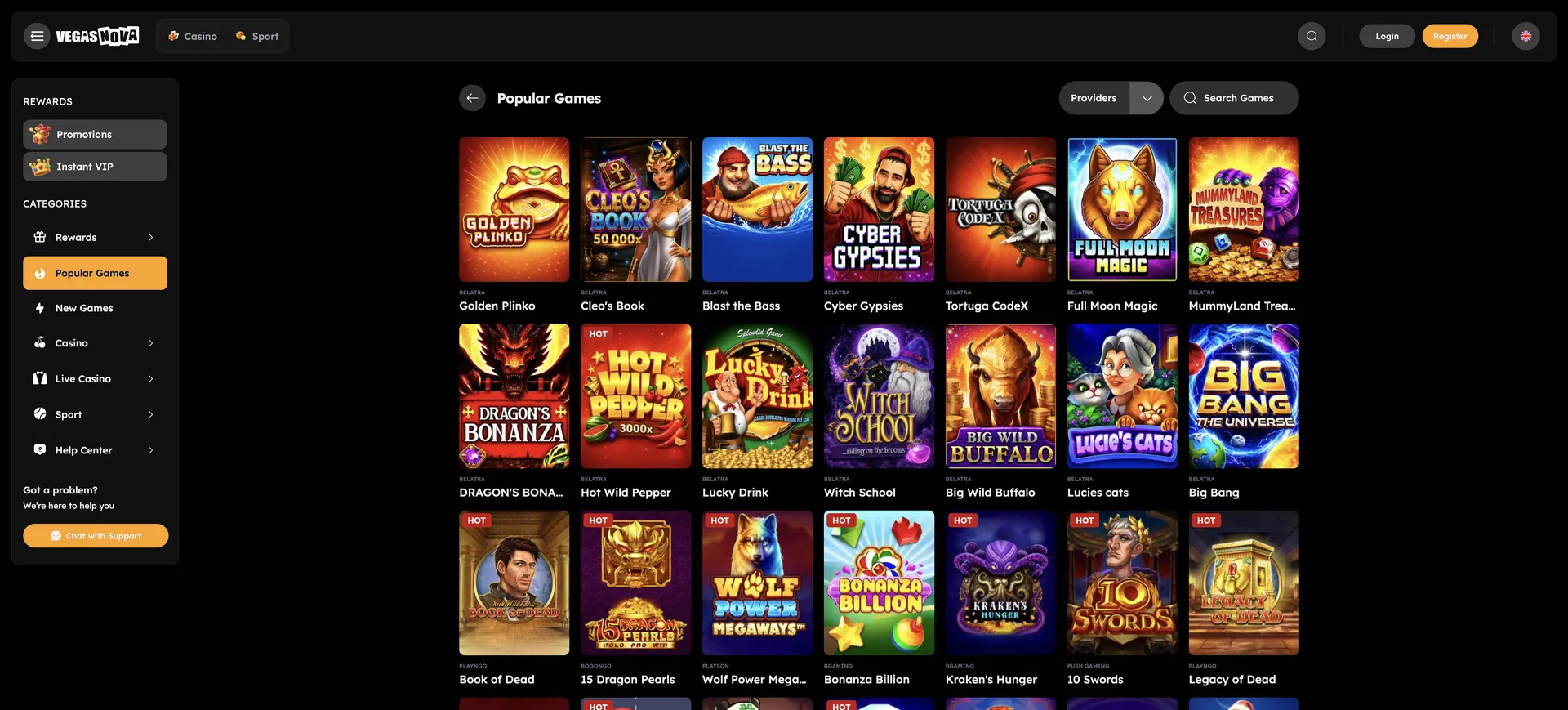 Vegasnova Casino Login: Games En Popular Games