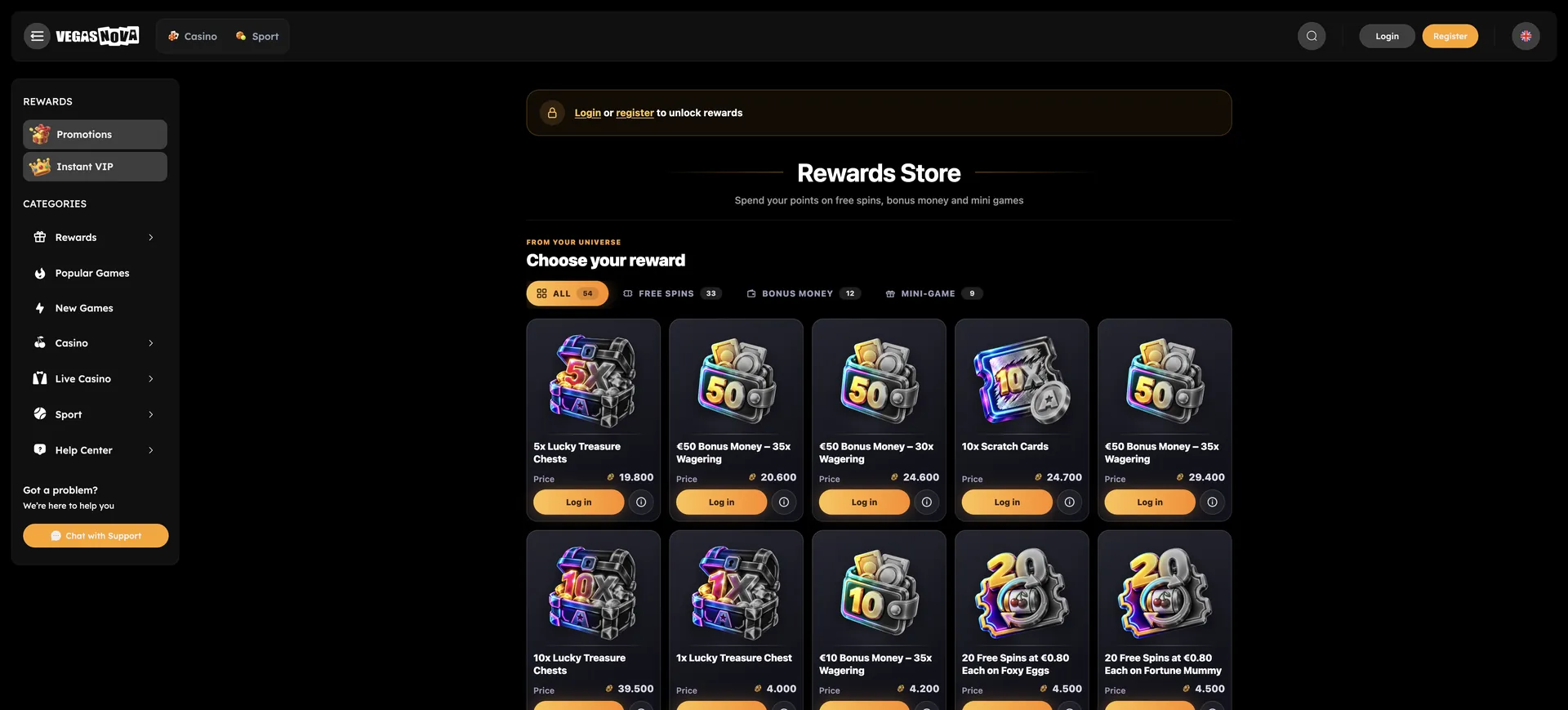 Vegasnova Live Casino: Games En Store